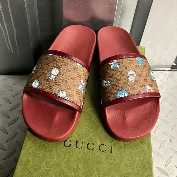 SALE!! Gucci x Doraemon limited edition GG supreme logo slides NWB FINAL DROP